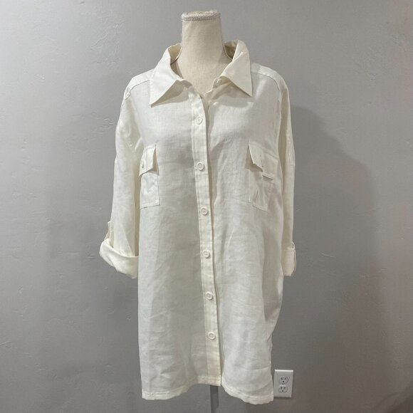 NWT 100% Linen Button Up Blouse 3XL - Picture 3 of 8